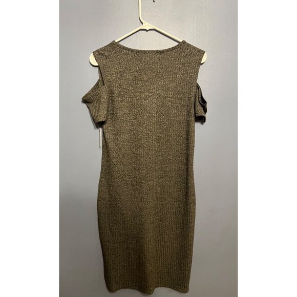 Y2K ATTENTION Heather Gray Cold Shoulder Mini Dress NWT Size Med Knit Like - Picture 8 of 9